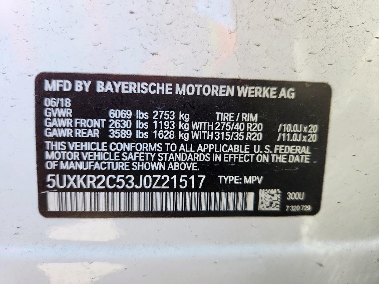 2018 BMW X5 Sdrive35I VIN: 5UXKR2C53J0Z21517 Lot: 85205475