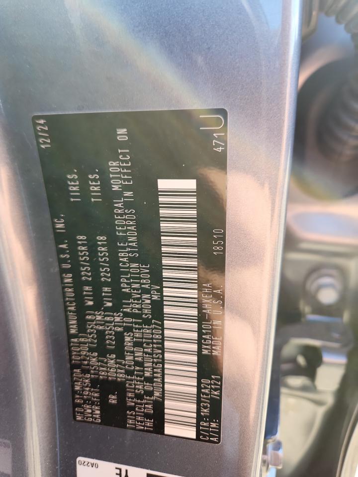 2025 Toyota Corolla Cross Xle VIN: 7MUDAAAG1SV118077 Lot: 92719255