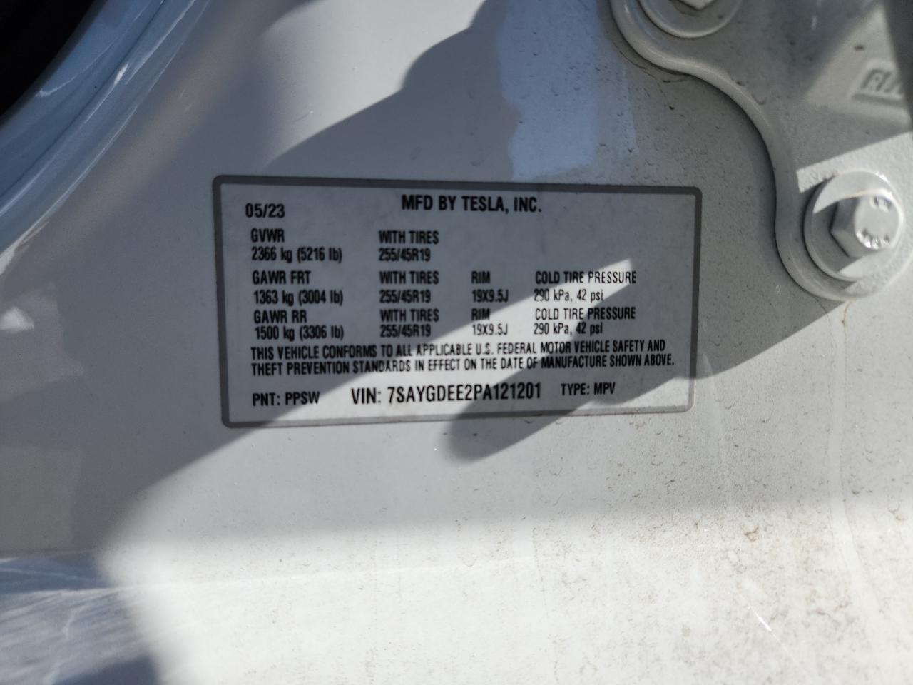 2023 Tesla Model Y VIN: 7SAYGDEE2PA121201 Lot: 92003815