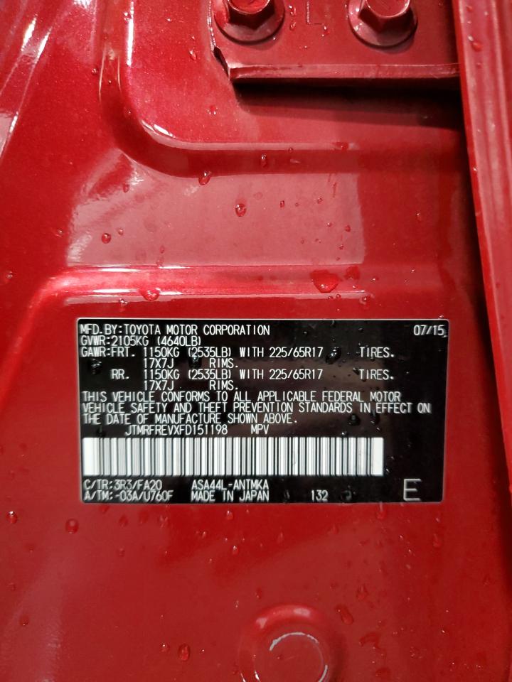 2015 Toyota Rav4 Xle VIN: JTMRFREVXFD151198 Lot: 92318605