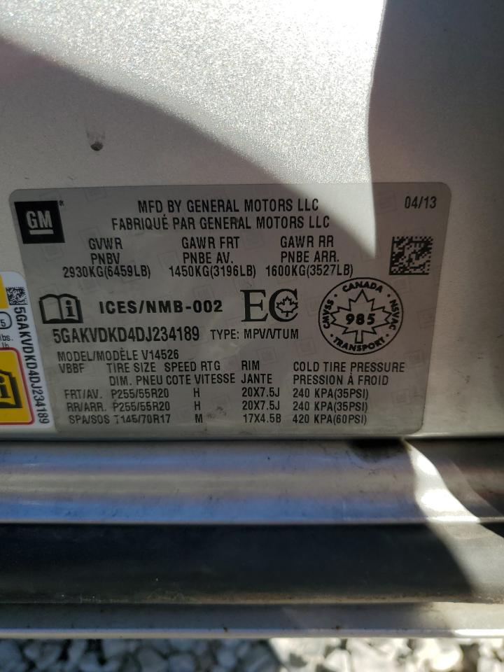 2013 Buick Enclave VIN: 5GAKVDKD4DJ234189 Lot: 91572585