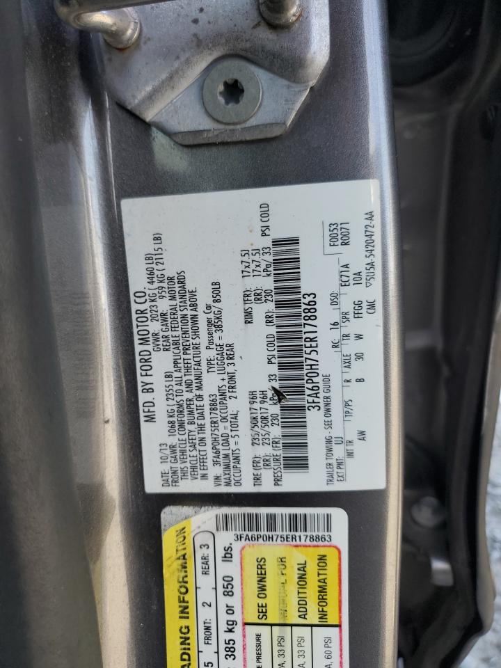 2014 Ford Fusion Se VIN: 3FA6P0H75ER178863 Lot: 93495385