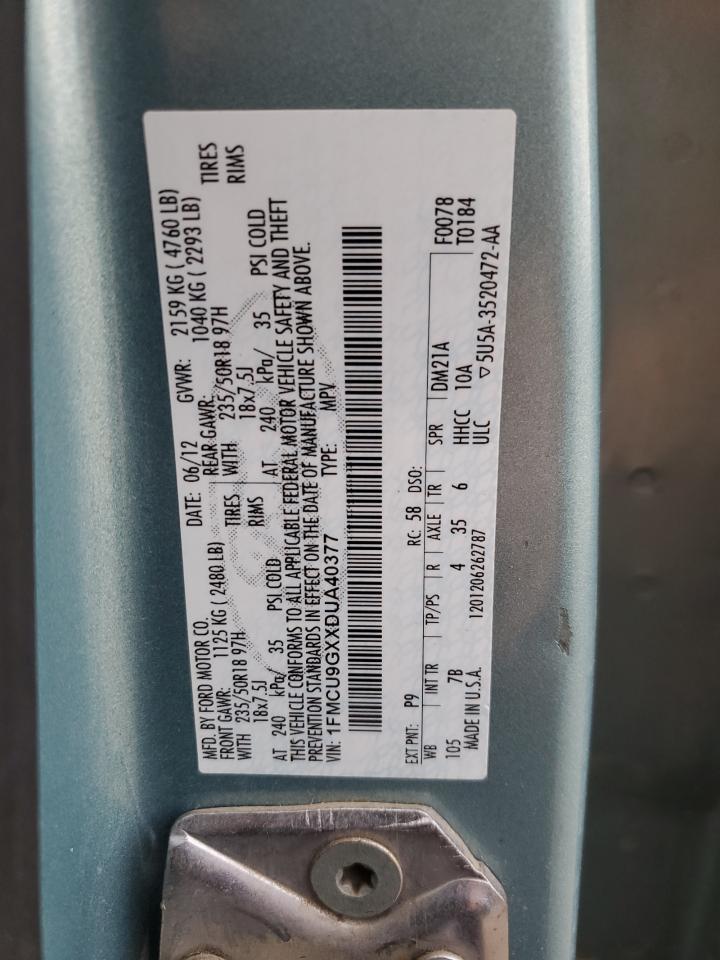 2013 Ford Escape Se VIN: 1FMCU9GXXDUA40377 Lot: 91071735