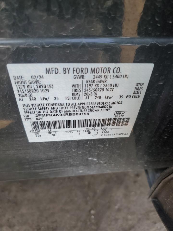 2024 Ford Edge Titanium VIN: 2FMPK4K94RBB09158 Lot: 93074065