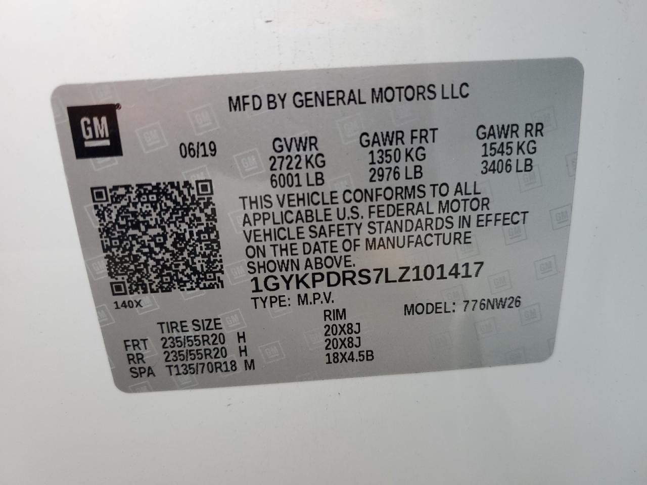 2020 Cadillac Xt6 Premium Luxury VIN: 1GYKPDRS7LZ101417 Lot: 91925485