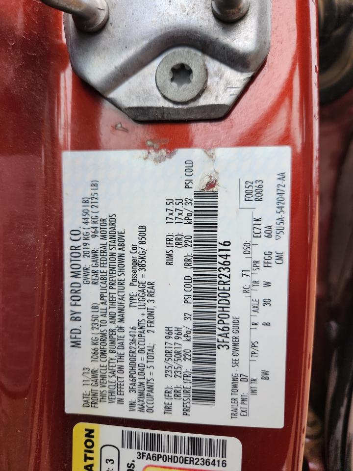 2014 Ford Fusion Se VIN: 3FA6P0HD0ER236416 Lot: 93287745