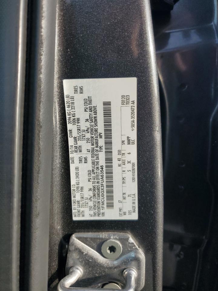 2015 Ford Escape Se VIN: 1FMCU0GX3FUA63546 Lot: 91550295