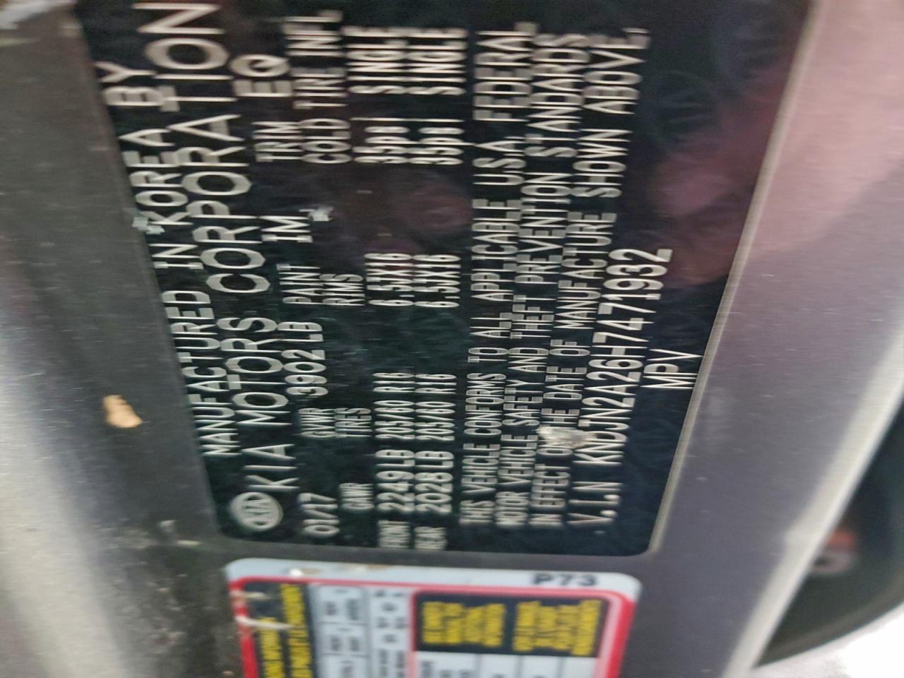 2017 Kia Soul VIN: KNDJN2A26H7471932 Lot: 94105025