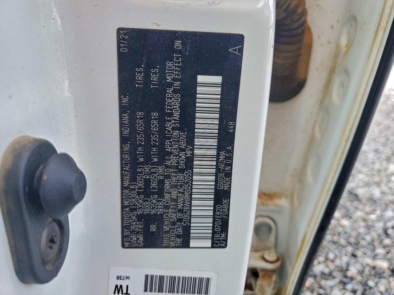 2021 Toyota Highlander Xle VIN: 5TDGZRAH8MS052055 Lot: 93098235