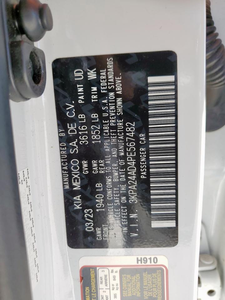 2023 Kia Rio Lx VIN: 3KPA24AD4PE567482 Lot: 90379805