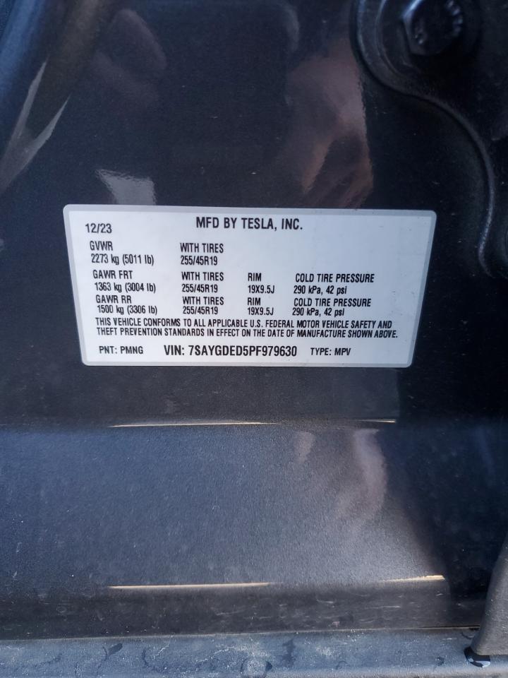 2023 Tesla Model Y VIN: 7SAYGDED5PF979630 Lot: 93152855
