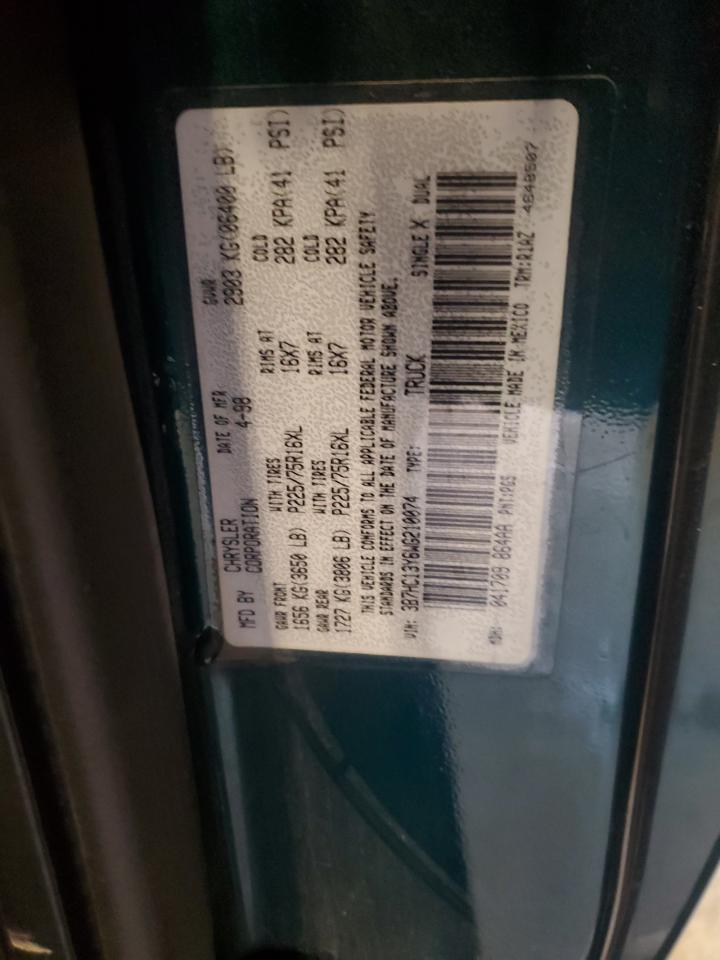 1998 Dodge Ram 1500 VIN: 3B7HC13Y6WG210074 Lot: 92513165