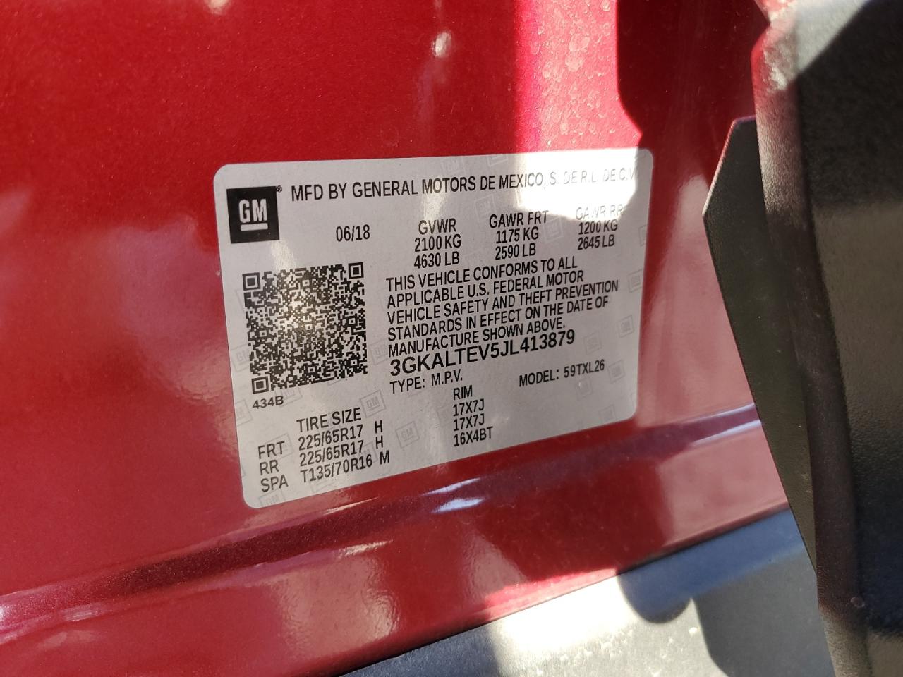 2018 GMC Terrain Sle VIN: 3GKALTEV5JL413879 Lot: 91320455