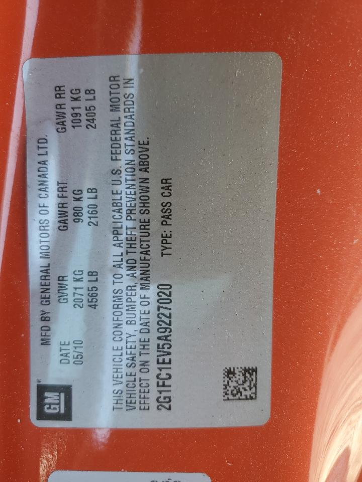 2010 Chevrolet Camaro Lt VIN: 2G1FC1EV5A9227020 Lot: 92622525