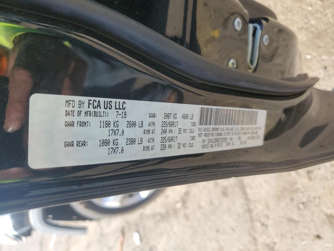 2019 Jeep Compass Latitude VIN: 3C4NJDBB8KT839991 Lot: 92820495