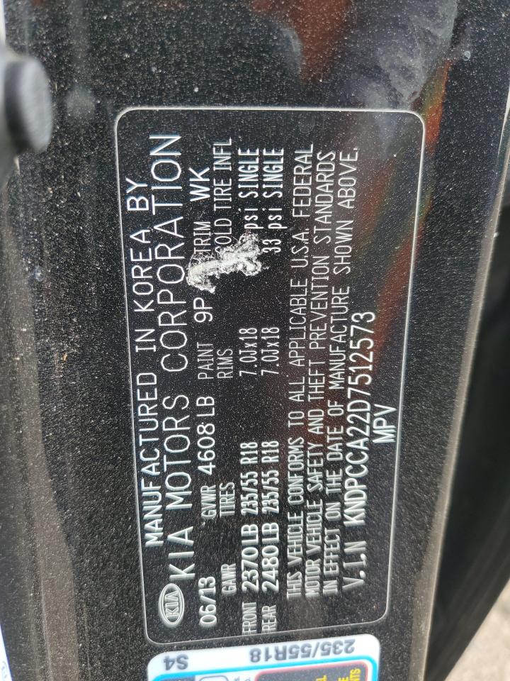 2013 Kia Sportage Ex VIN: KNDPCCA22D7512573 Lot: 92179135