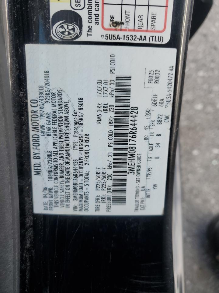 2006 Mercury Milan Premier VIN: 3MEHM08176R644428 Lot: 92490285