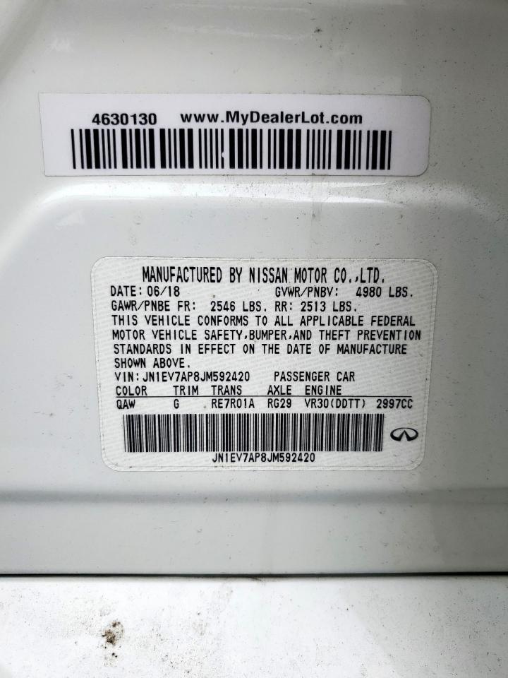 2018 Infiniti Q50 Luxe VIN: JN1EV7AP8JM592420 Lot: 92949065