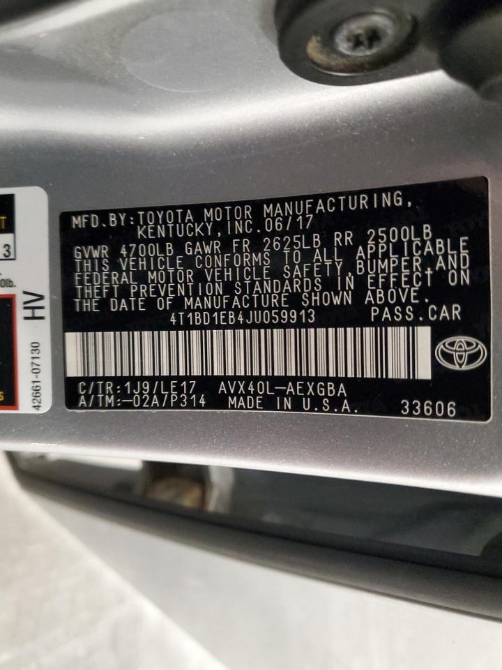 2018 Toyota Avalon Hybrid VIN: 4T1BD1EB4JU059913 Lot: 82325235