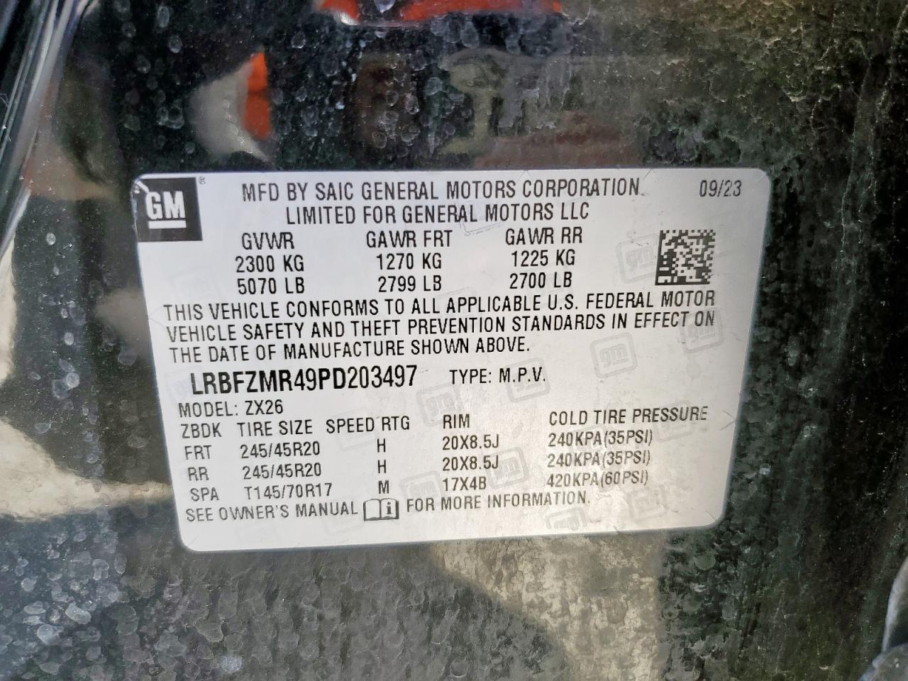 2023 Buick Envision Preferred VIN: LRBFZMR49PD203497 Lot: 92411585