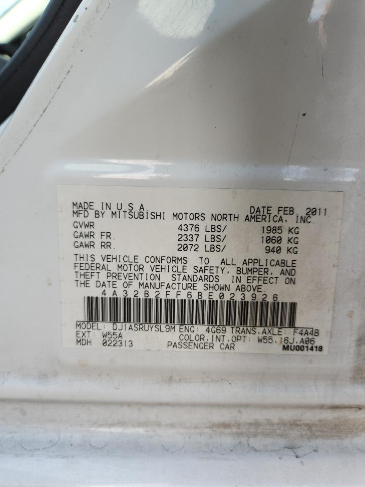 2011 Mitsubishi Galant Fe VIN: 4A32B2FF6BE023926 Lot: 92560945