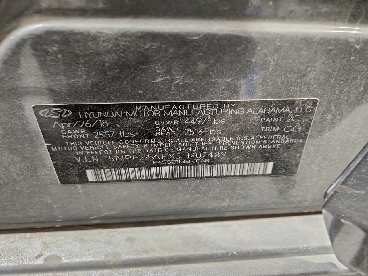 2018 Hyundai Sonata Se VIN: 5NPE24AFXJH707489 Lot: 92991265