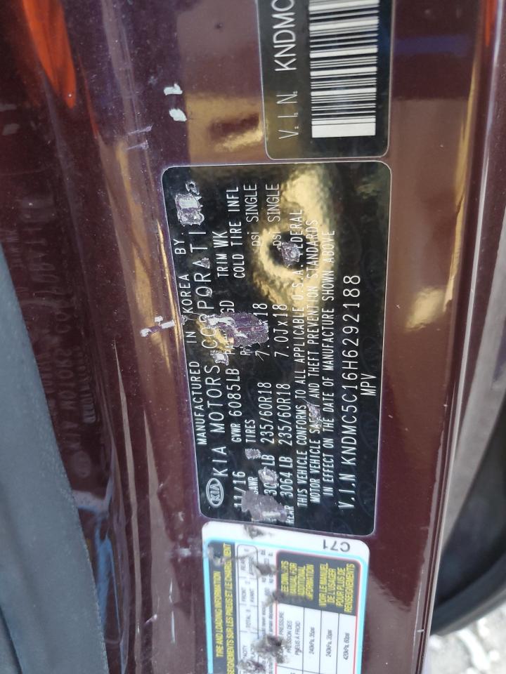 2017 Kia Sedona Ex VIN: KNDMC5C16H6292188 Lot: 92828285