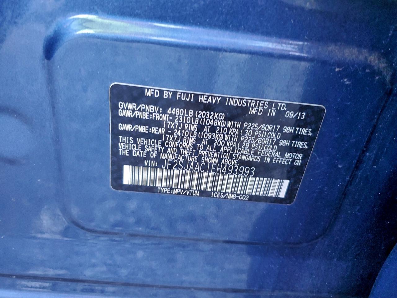 2014 Subaru Forester 2.5I VIN: JF2SJAAC1EH493993 Lot: 92433225