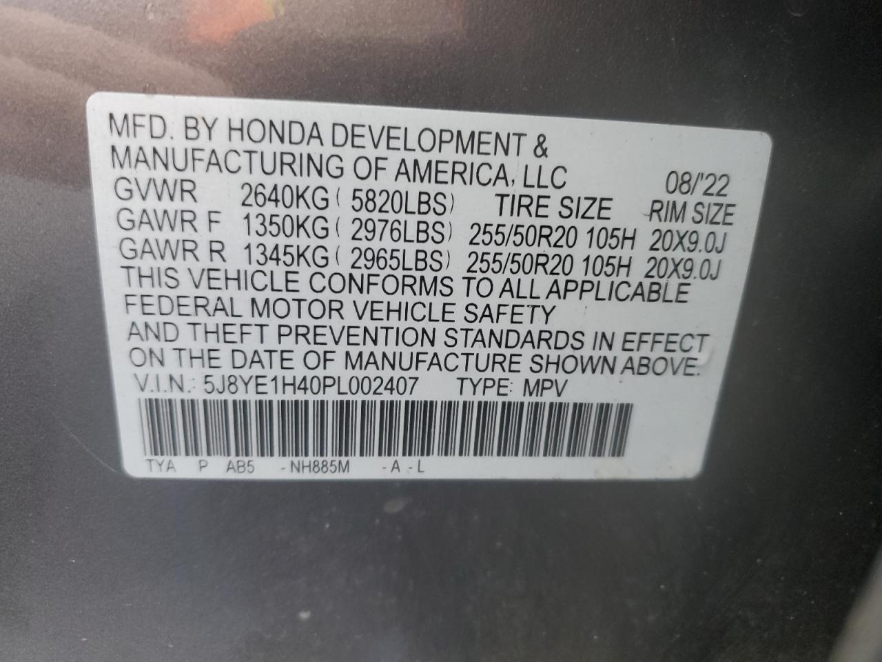 2023 Acura Mdx Technology VIN: 5J8YE1H40PL002407 Lot: 92954675