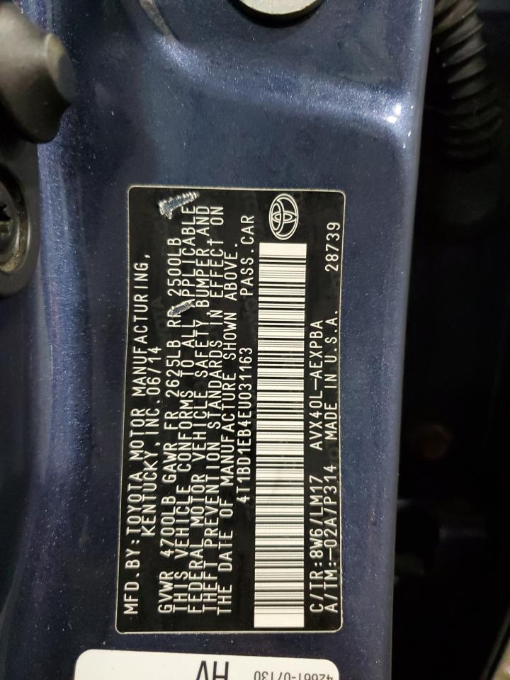 2014 Toyota Avalon Hybrid VIN: 4T1BD1EB4EU031163 Lot: 93116905