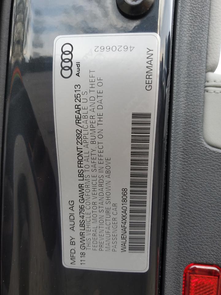 2019 Audi A4 Premium Plus VIN: WAUENAF4XKA018068 Lot: 91589575