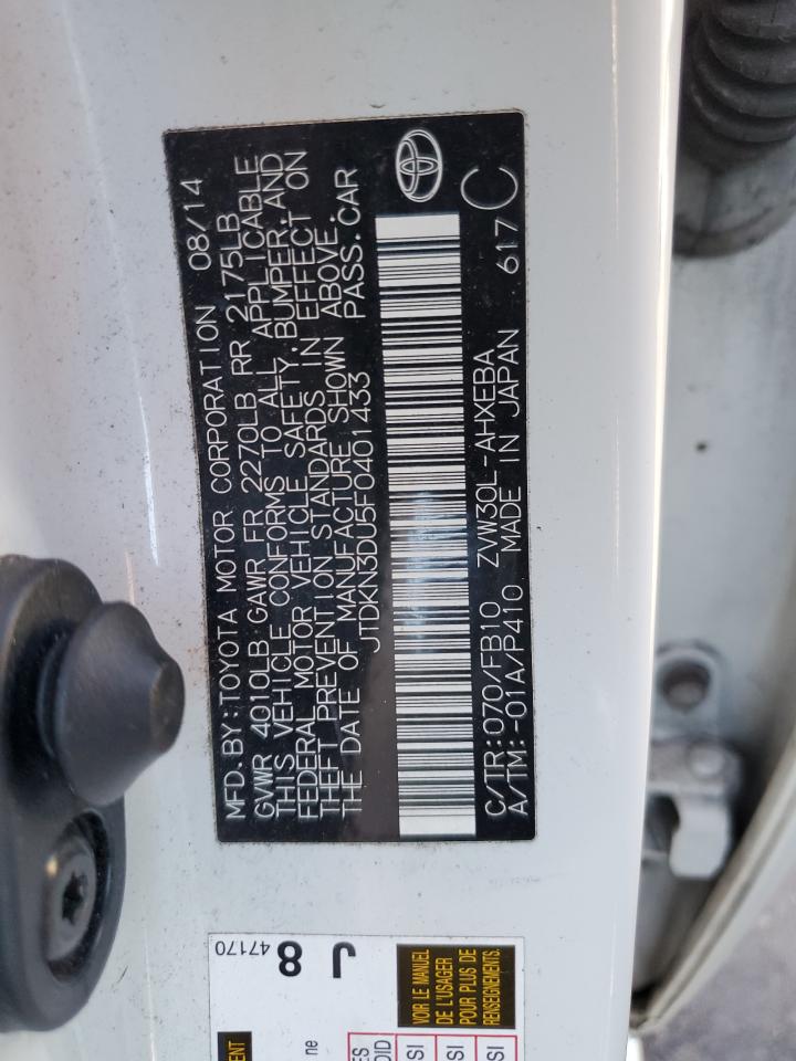 2015 Toyota Prius VIN: JTDKN3DU5F0401433 Lot: 93209045