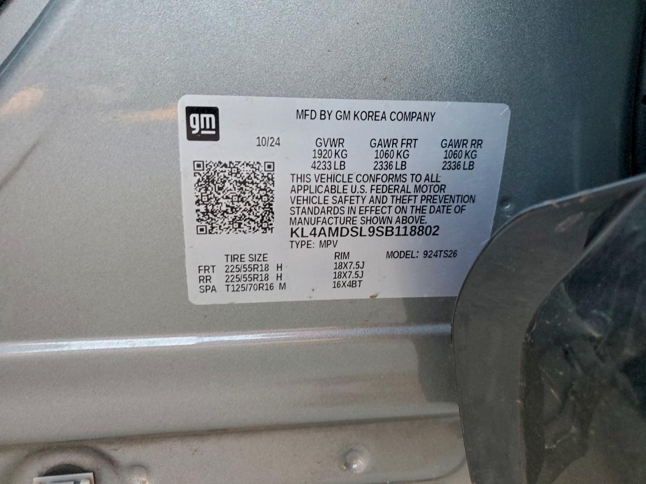 2025 Buick Encore Gx Sport Touring VIN: KL4AMDSL9SB118802 Lot: 93759215