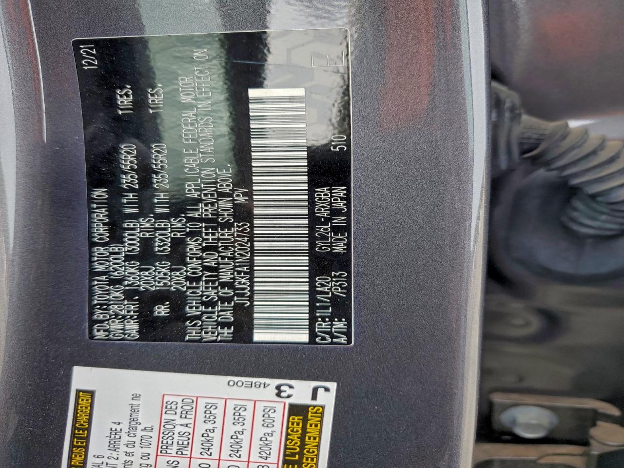 2022 Lexus Rx 450H L Luxury VIN: JTJJGKFA1N2024733 Lot: 93946285