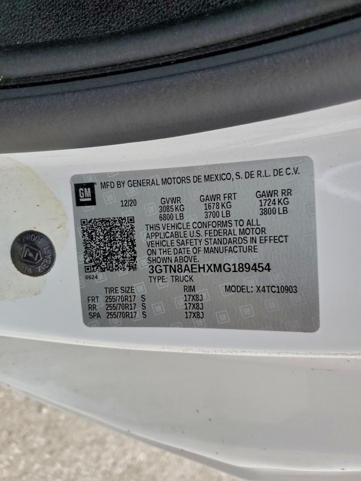 2021 GMC Sierra C1500 VIN: 3GTN8AEHXMG189454 Lot: 93069305