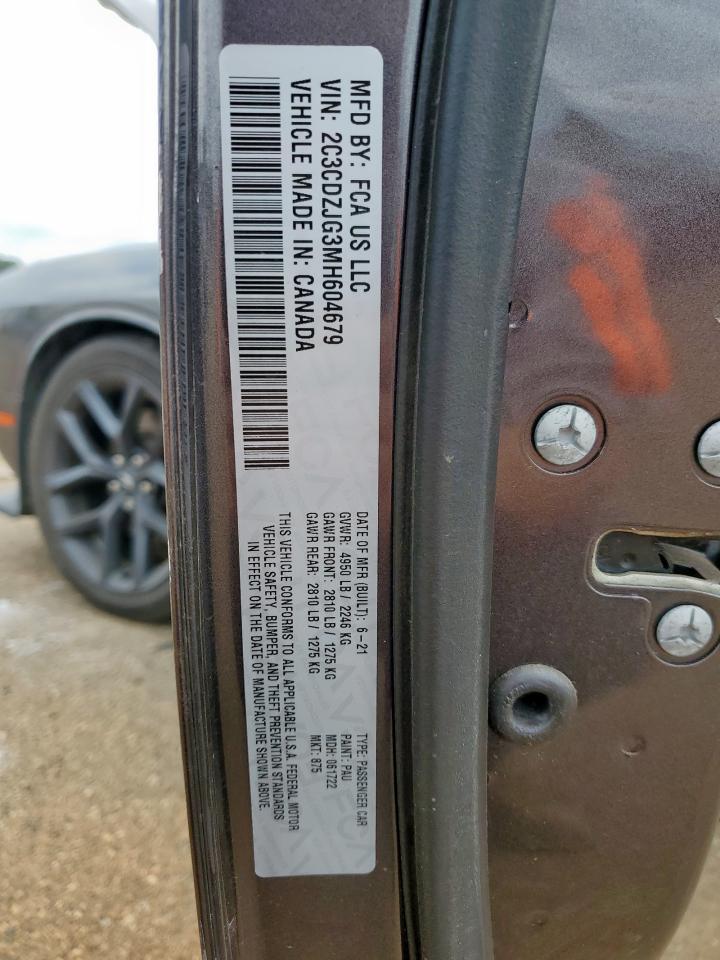 2021 Dodge Challenger Gt VIN: 2C3CDZJG3MH604679 Lot: 92937105