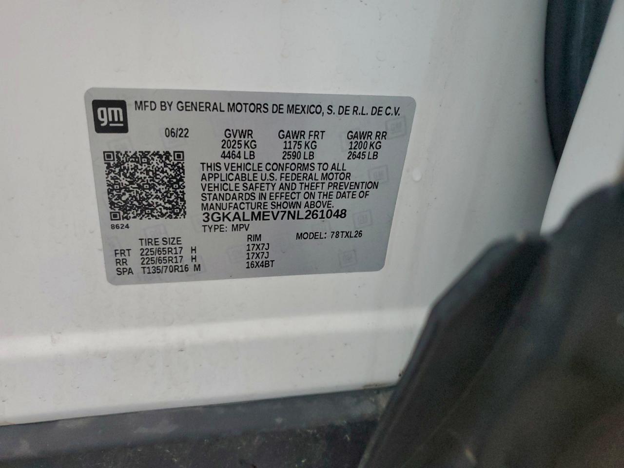 2022 GMC Terrain Sle VIN: 3GKALMEV7NL261048 Lot: 94699975