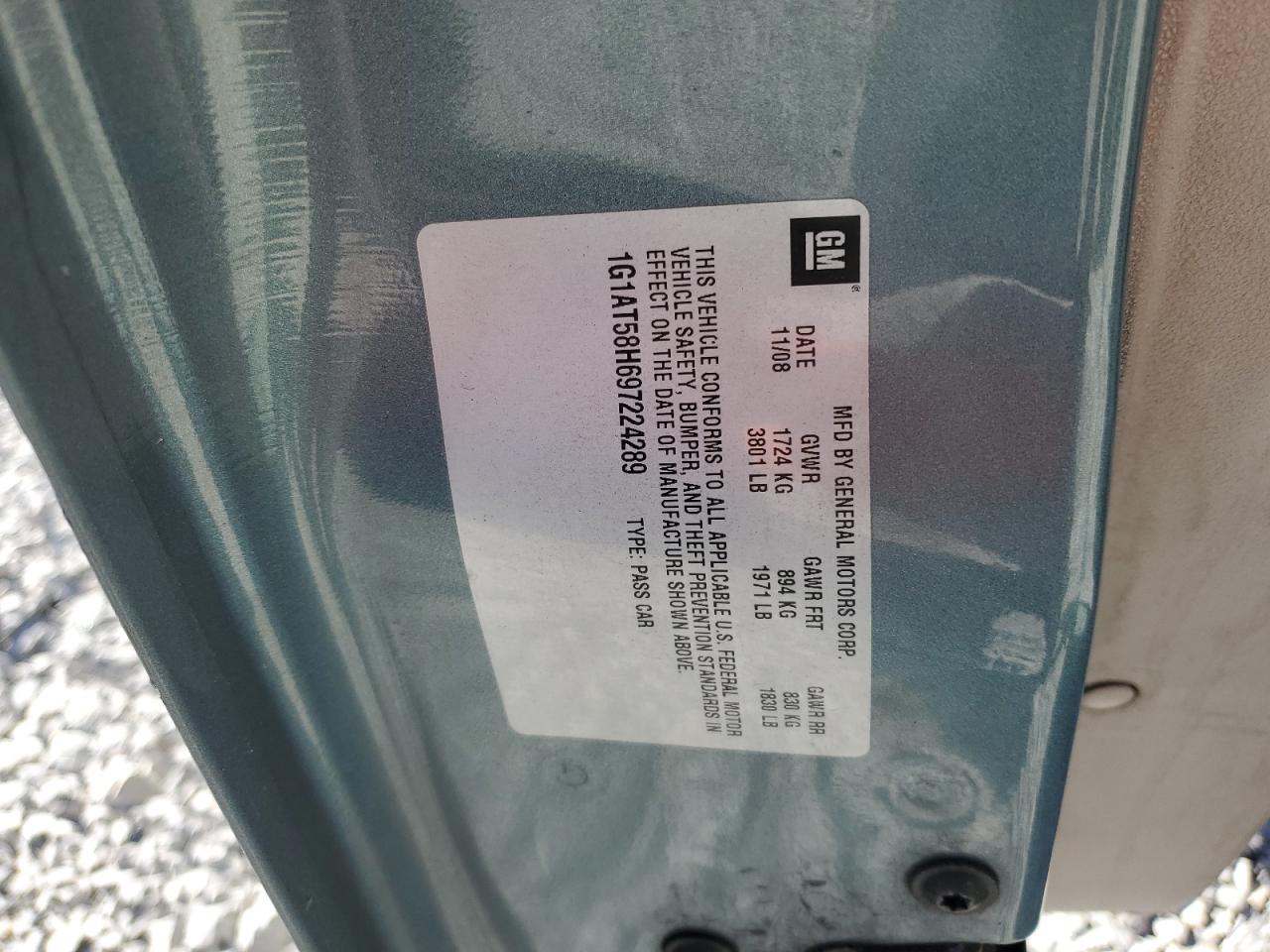 2009 Chevrolet Cobalt Lt VIN: 1G1AT58H697224289 Lot: 93080175