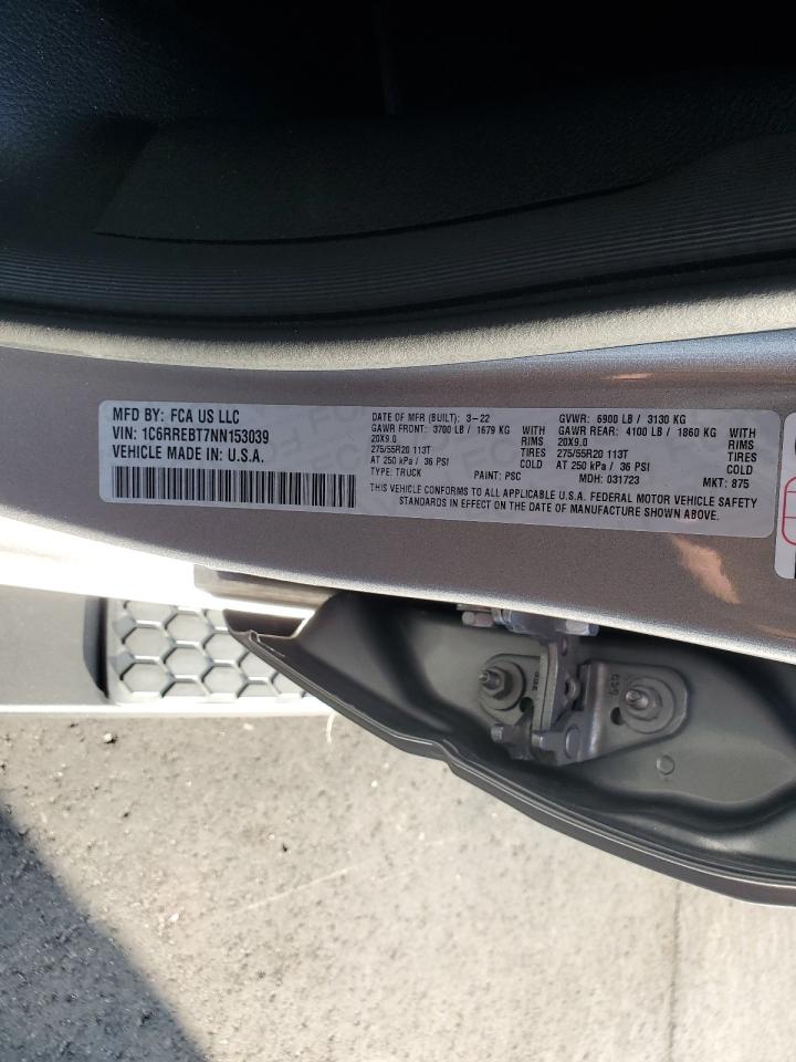 2022 Ram 1500 Big Horn/Lone Star VIN: 1C6RREBT7NN153039 Lot: 93529485