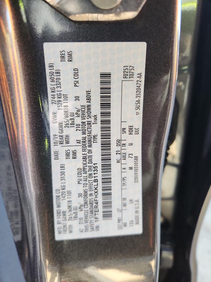 2019 Ford Ranger Xl VIN: 1FTER4FHXKLB11351 Lot: 91310965