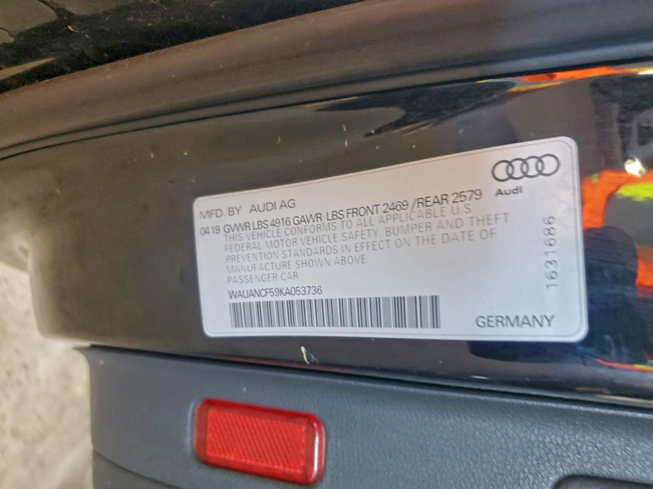 2019 Audi A5 Premium VIN: WAUANCF59KA053736 Lot: 94597285