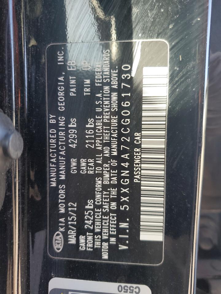 2012 Kia Optima Ex VIN: 5XXGN4A72CG061730 Lot: 91900105