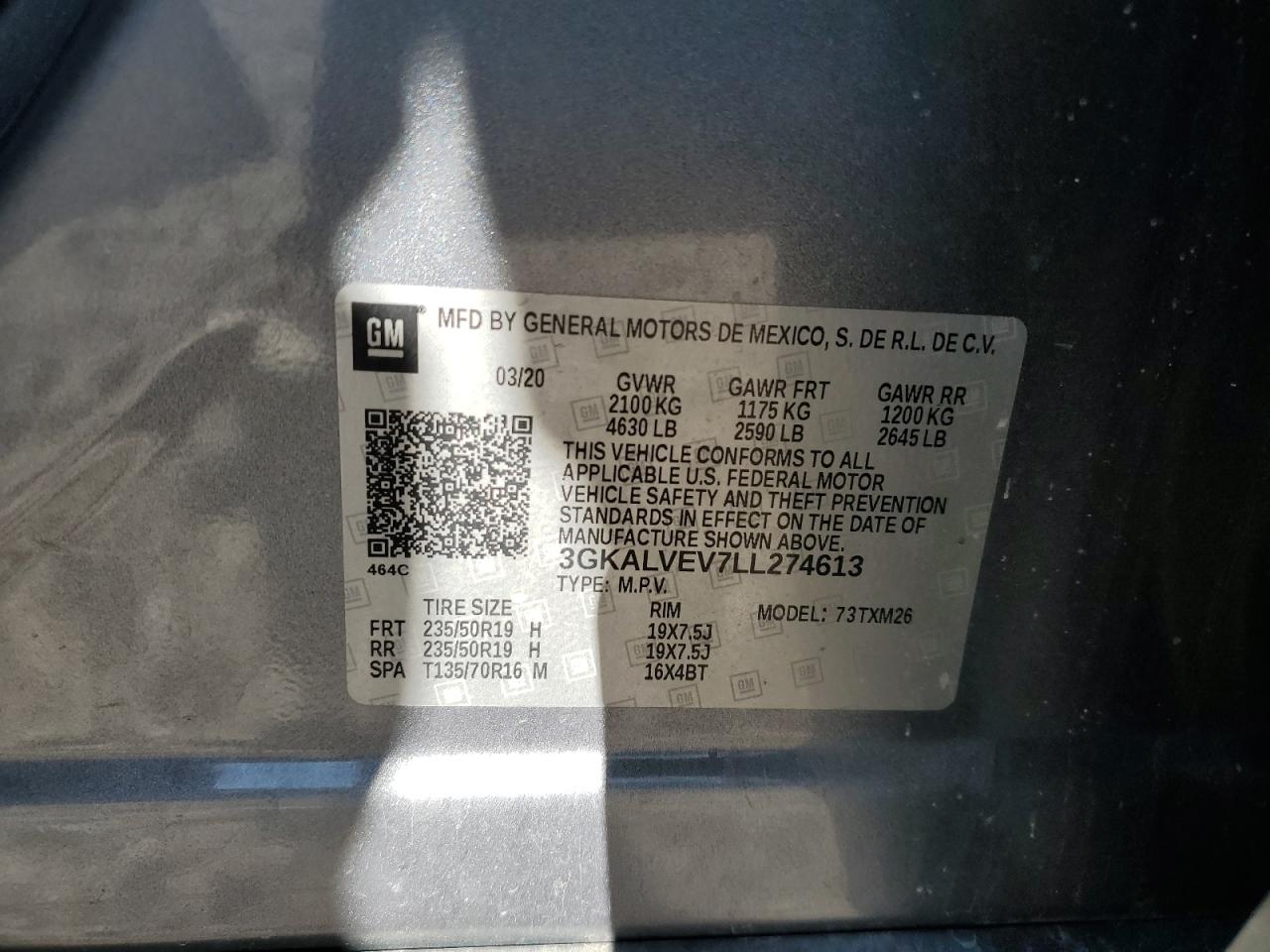 2020 GMC Terrain Slt VIN: 3GKALVEV7LL274613 Lot: 92868695