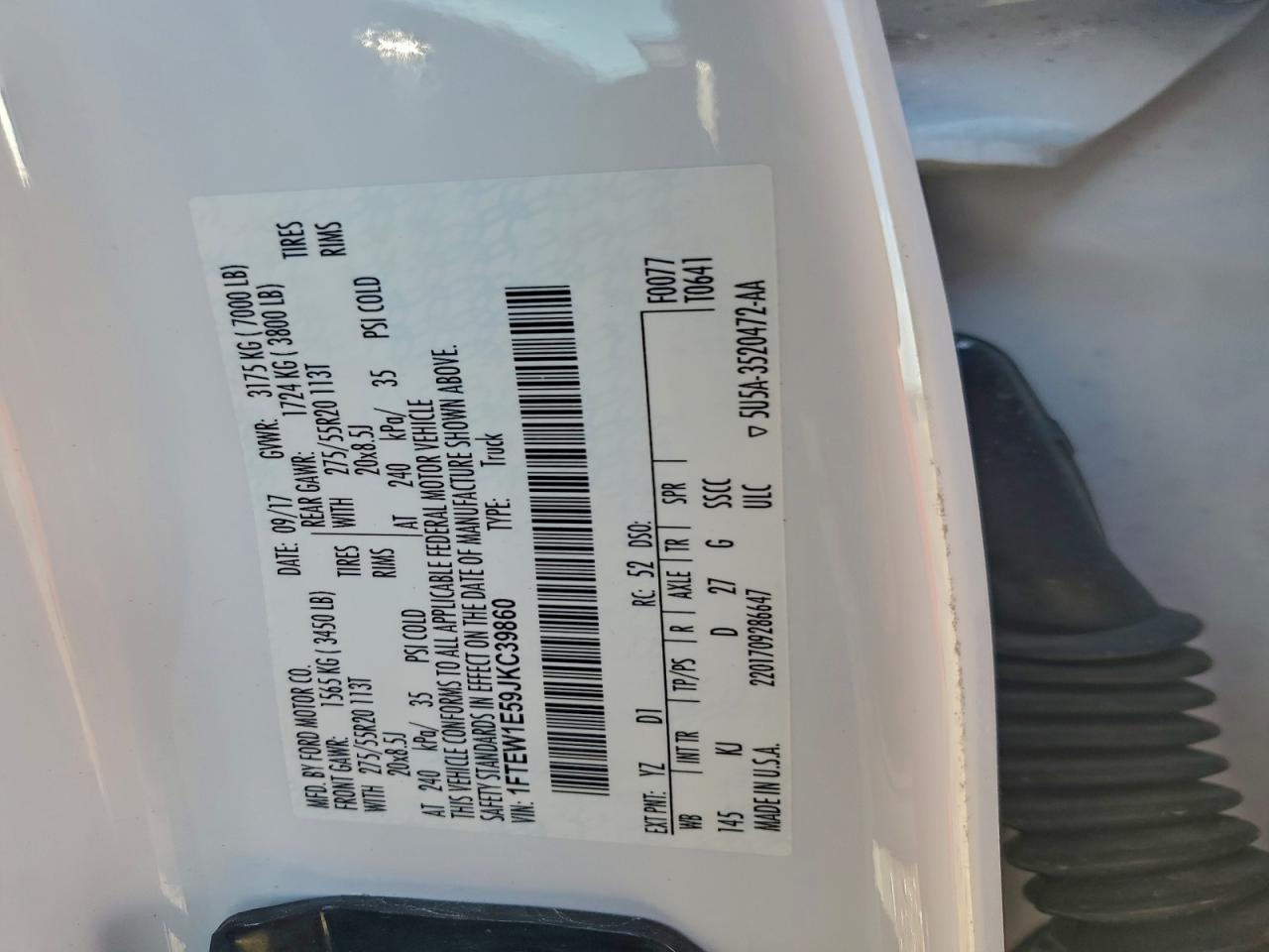 2018 Ford F150 Supercrew VIN: 1FTEW1E59JKC39860 Lot: 93934745