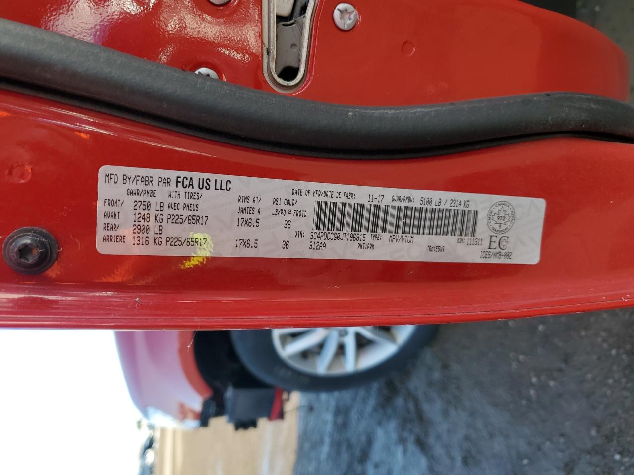 2018 Dodge Journey Sxt VIN: 3C4PDCCG0JT196815 Lot: 92676195