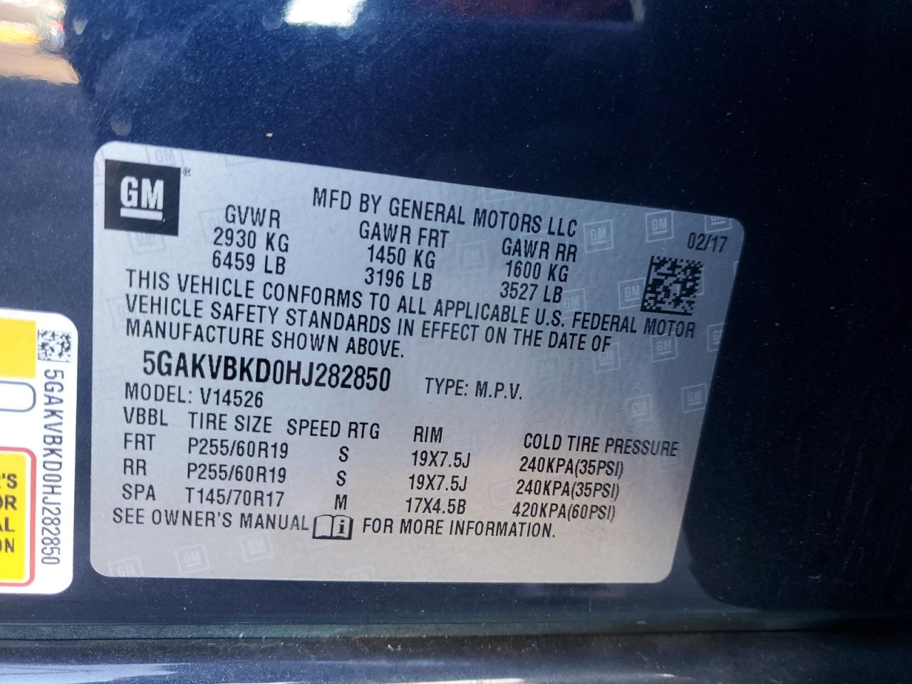 2017 Buick Enclave VIN: 5GAKVBKD0HJ282850 Lot: 90539925