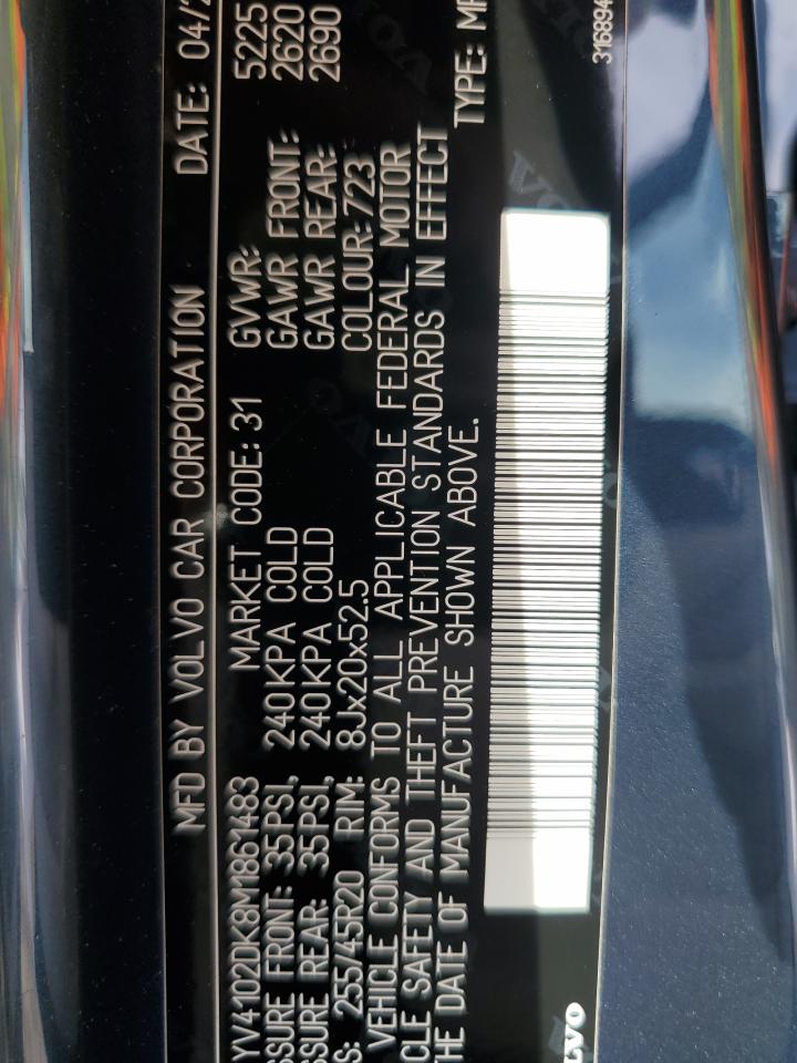 2021 Volvo Xc60 T5 Momentum VIN: YV4102DK8M1861483 Lot: 93274355