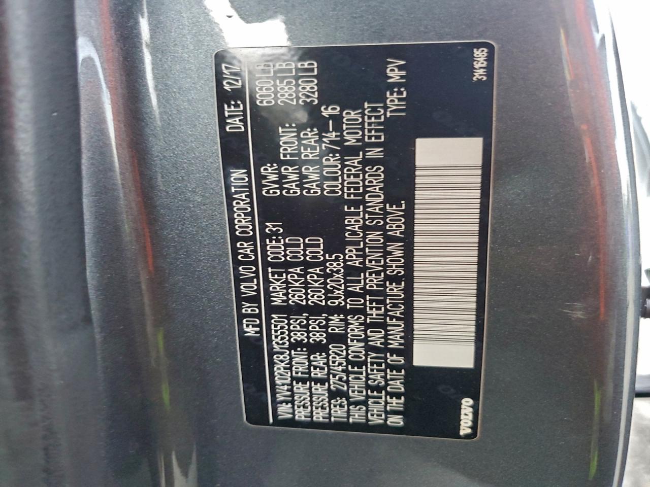 2018 Volvo Xc90 T5 VIN: YV4102PK8J1355501 Lot: 94082275