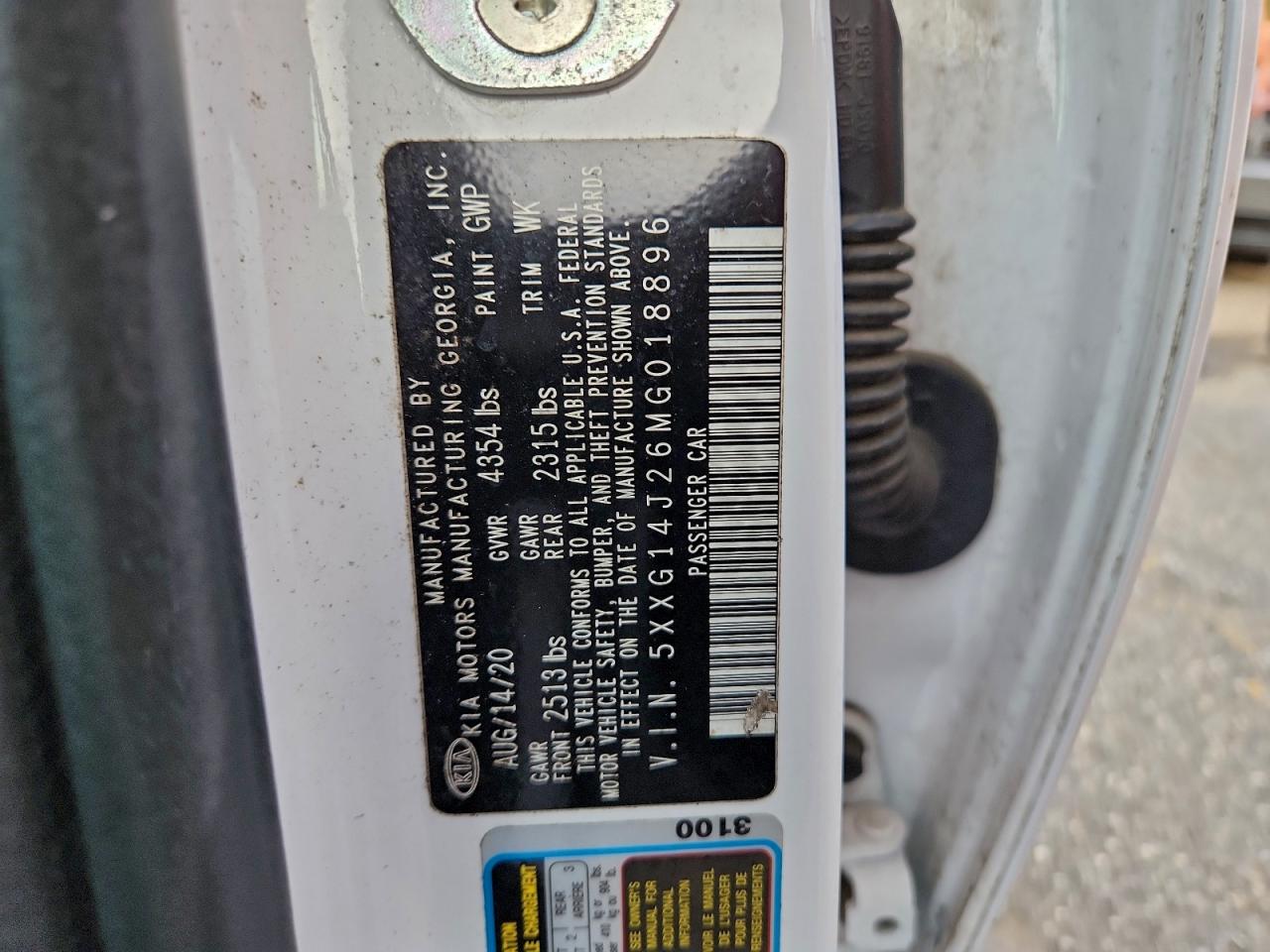 2021 Kia K5 Lxs VIN: 5XXG14J26MG018896 Lot: 93917375