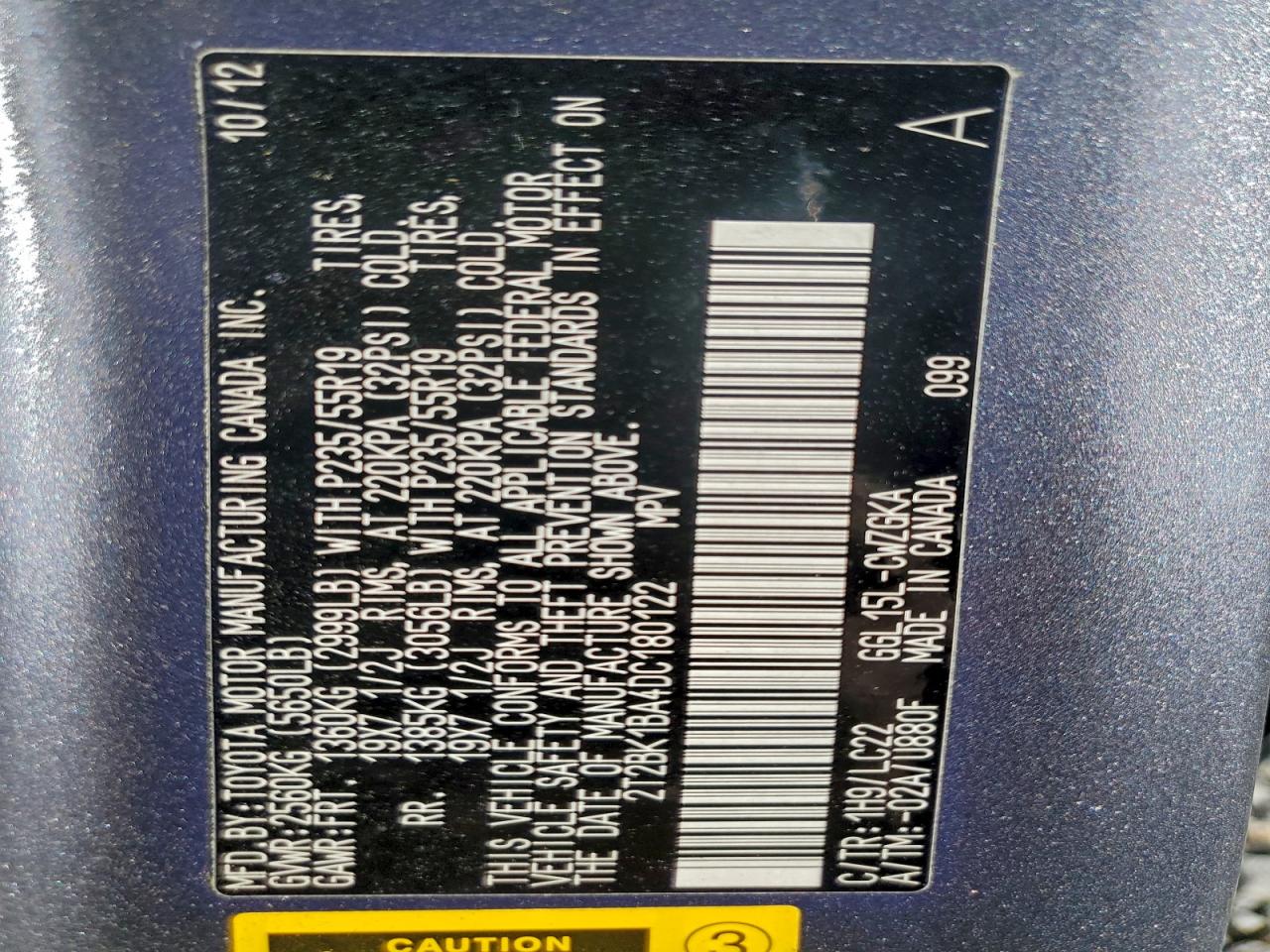 2013 Lexus Rx 350 Base VIN: 2T2BK1BA4DC180122 Lot: 94511165